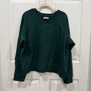 Madewell Mile(s) Crewneck Sweatshirt Green XL Raglan Sleeve Cotton Blend Comfort